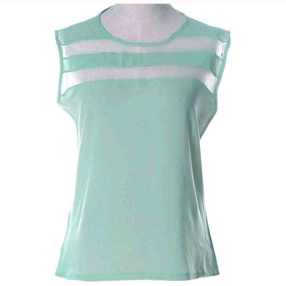 Chiffon mint green tank top M/L keyhole back